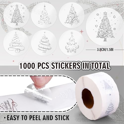 1000Pcs Clear Christmas Stickers Roll Gold Foil Self-Adhesive Label Decals G972037