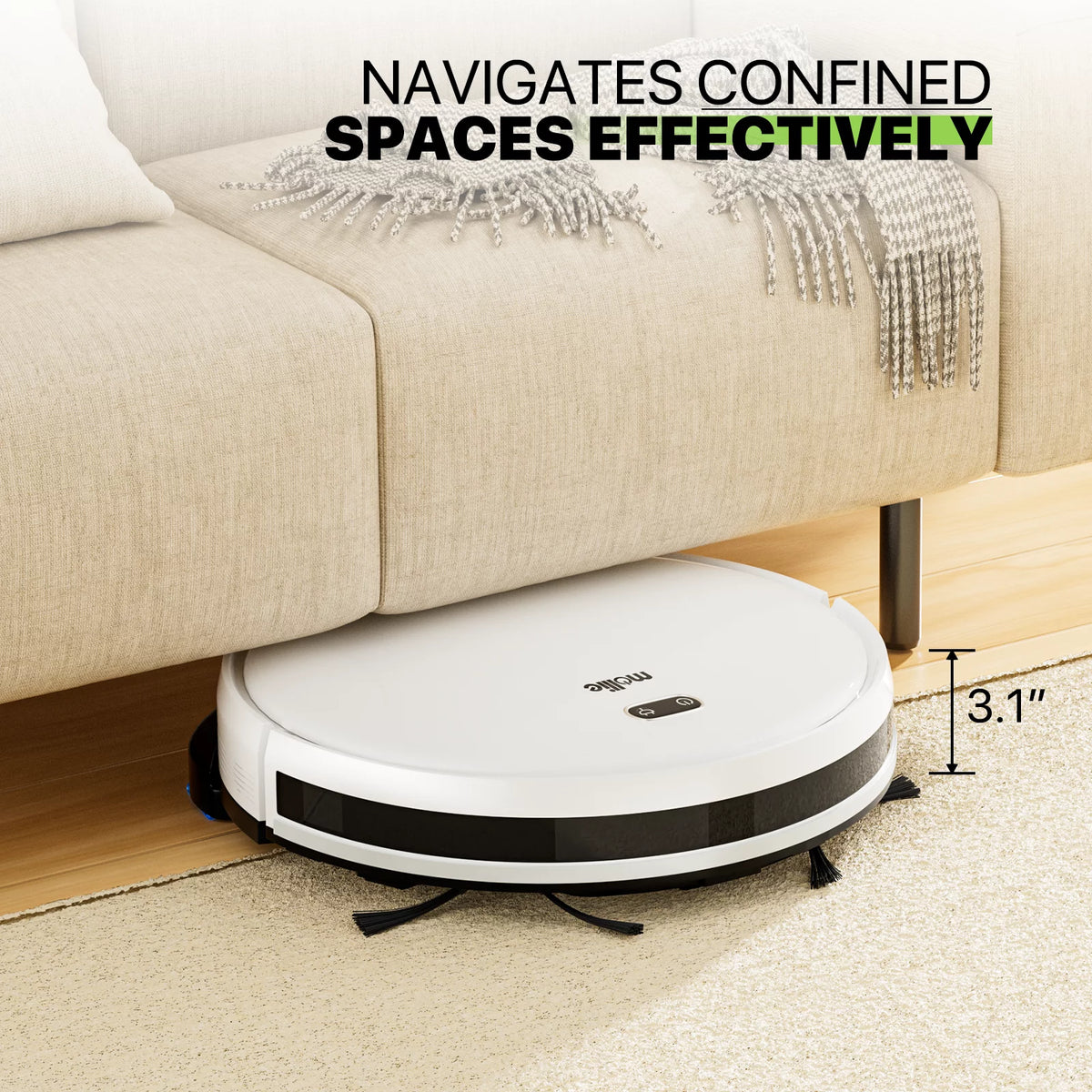 2 in 1 Robot Vacuum and Mop Combo, 2800pa White K8115