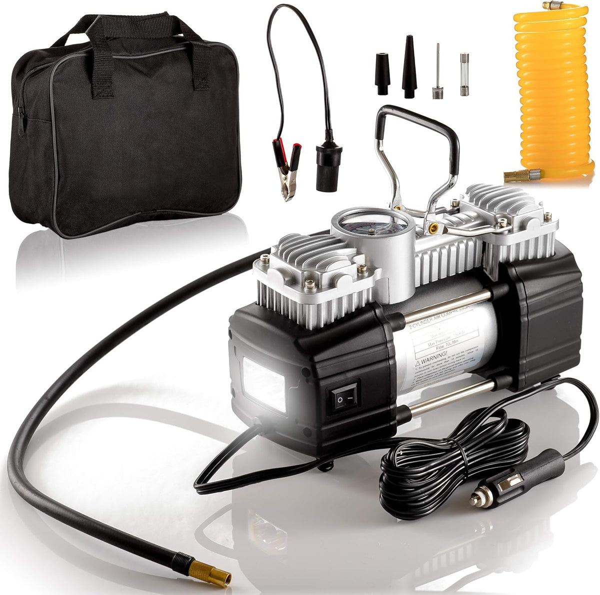 Portable Double Cylinder 150 PSI Air Compressor Tire Inflator, 12V, Pack of 2 Z102