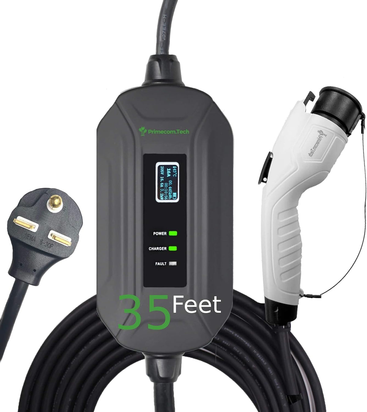Portable Level 2 Electric Vehicle Charger, 16Amp, 50 Feet I1621