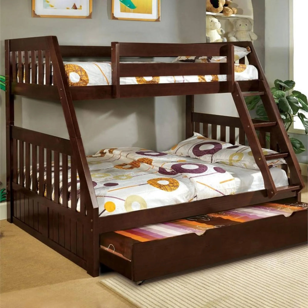 Twin Over Full Bunk Bed in Dark Walnut K3262