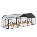 Metal Chicken Coop with Waterproof Cover, 120" x40" x40" Large Chicken Run with 3 Doors, Silver Z41843