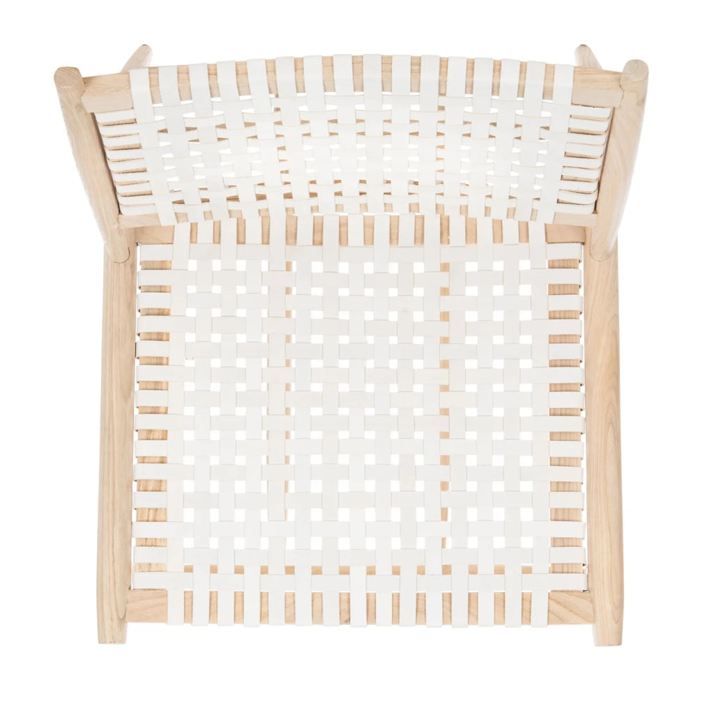 Natural/White Leather Accent Chair A394
