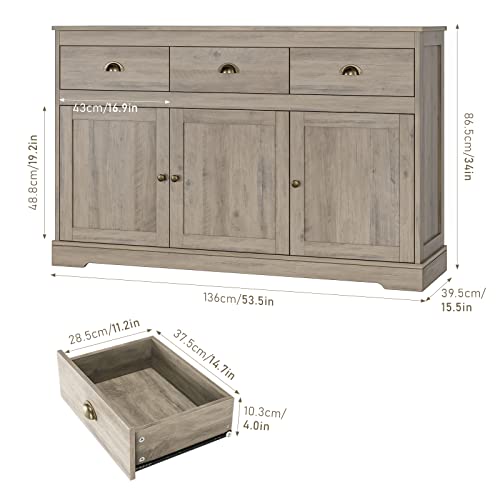 White Buffet Cabinet with 3 Drawers & 3 Doors W127