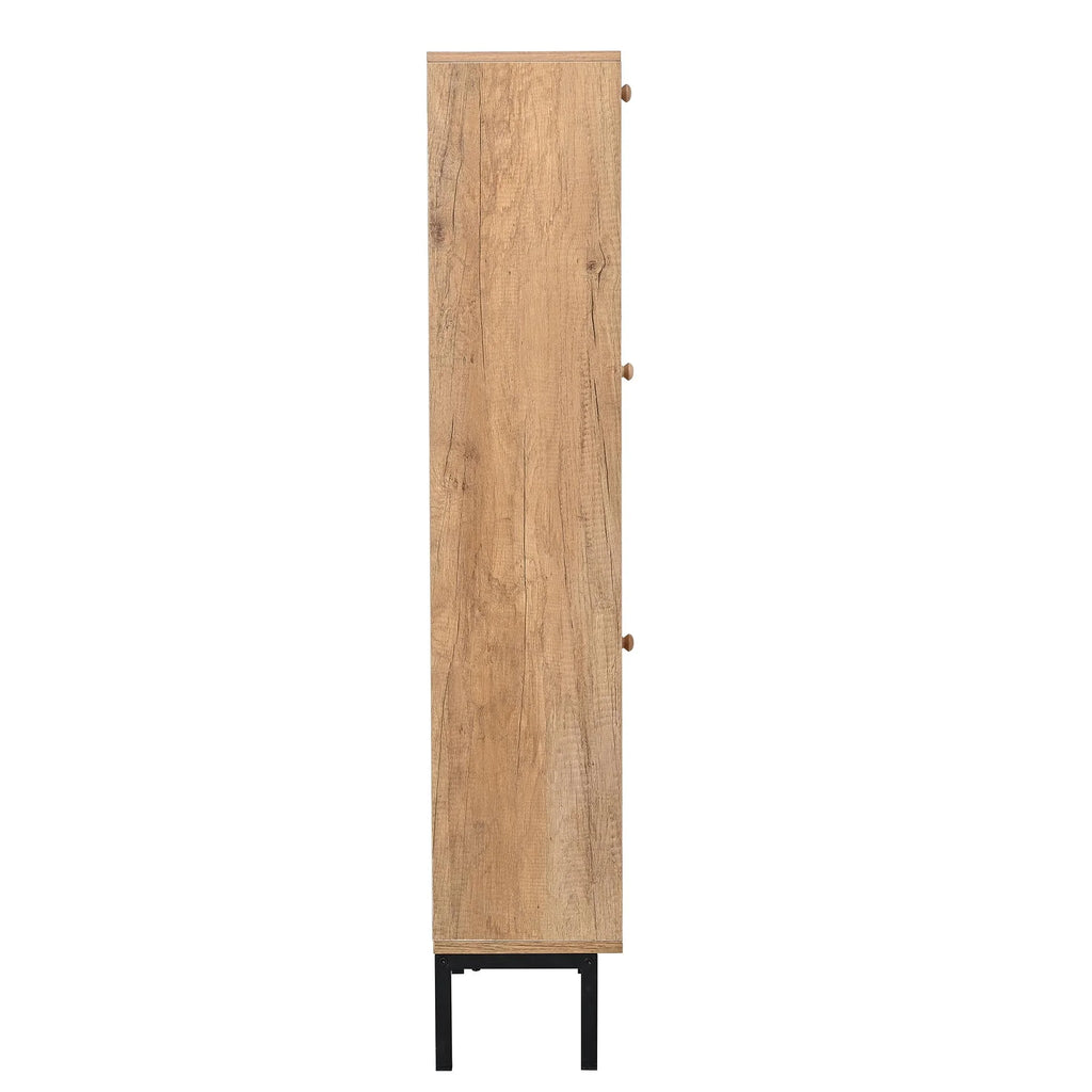 3 Flip Drawer Rattan Shoe Cabinet with Metal Legs R896