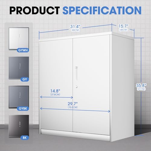 Metal Storage Cabinet with 2 Doors and 2 Adjustable Shelves U63943