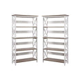 White 5 Tier Wood Bookcase Set of 2 X970