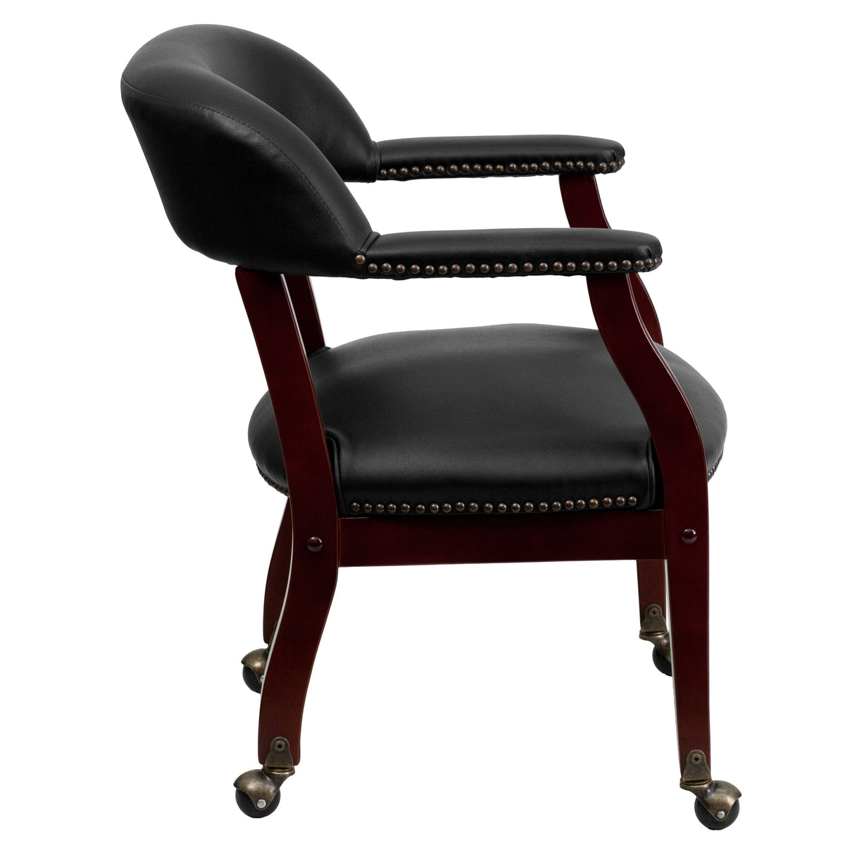 Black Vinyl Conference Chair with Casters S996535