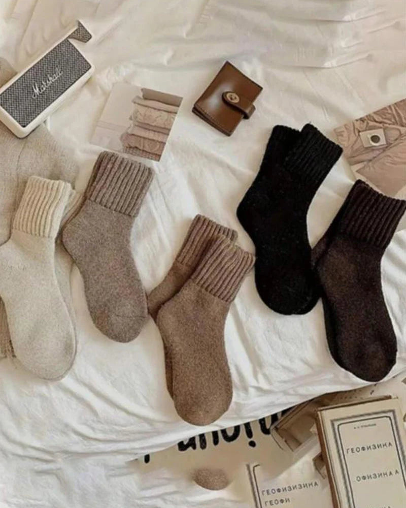Ribbed Fleece Lined Crew Socks C7330