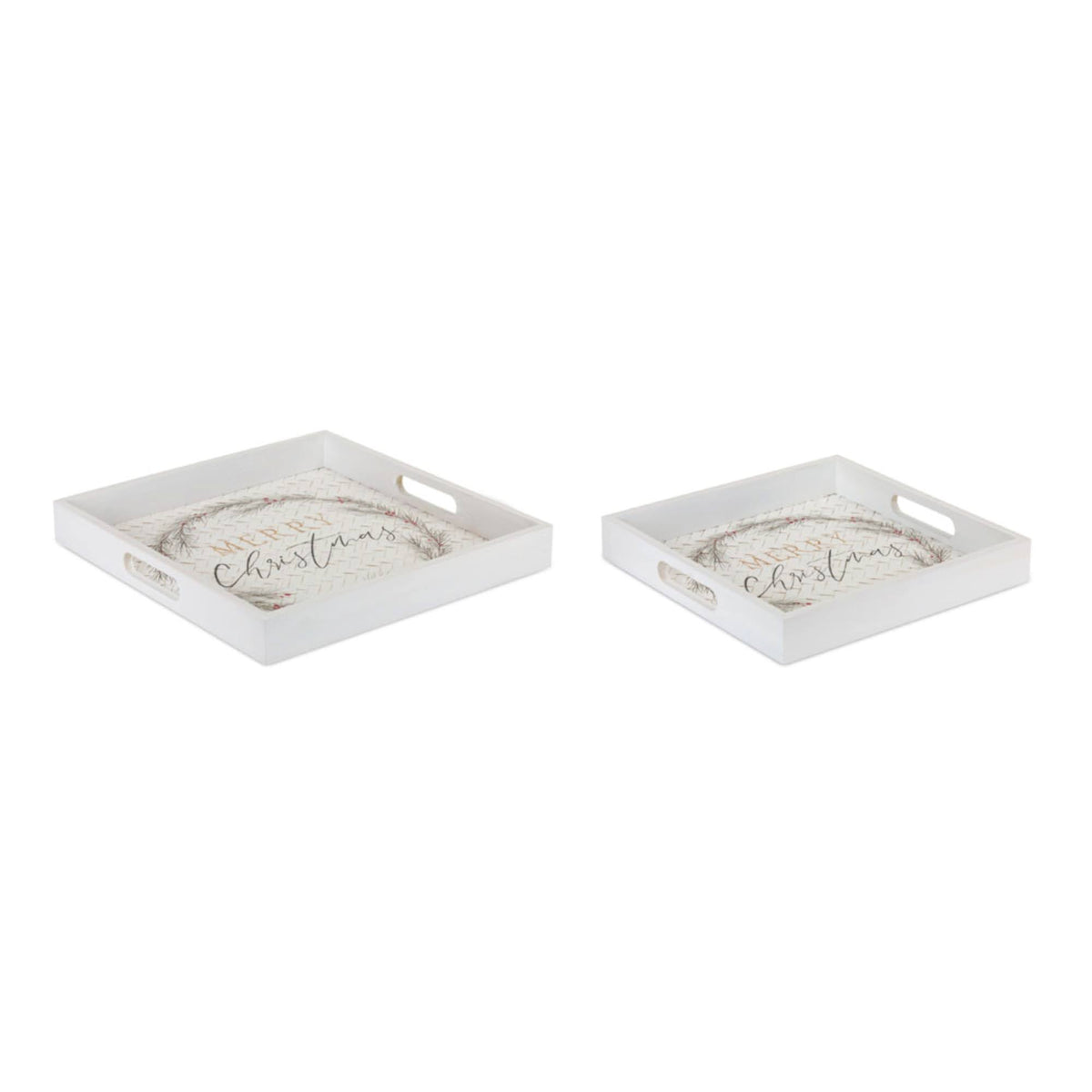 Black and White Christmas Candle Trays Set of 4 J684