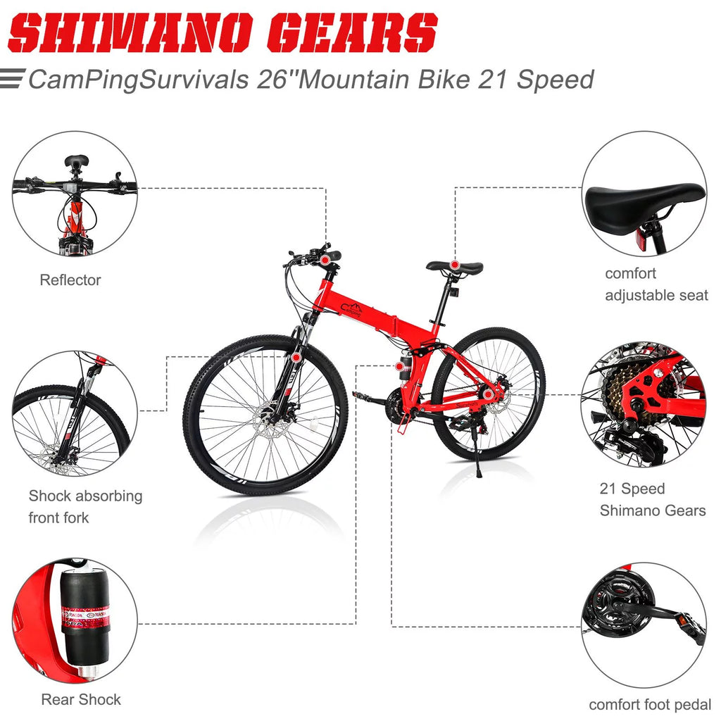 Folding 21 Speed 26 Wheel Steel Frame Mountain Bike B427