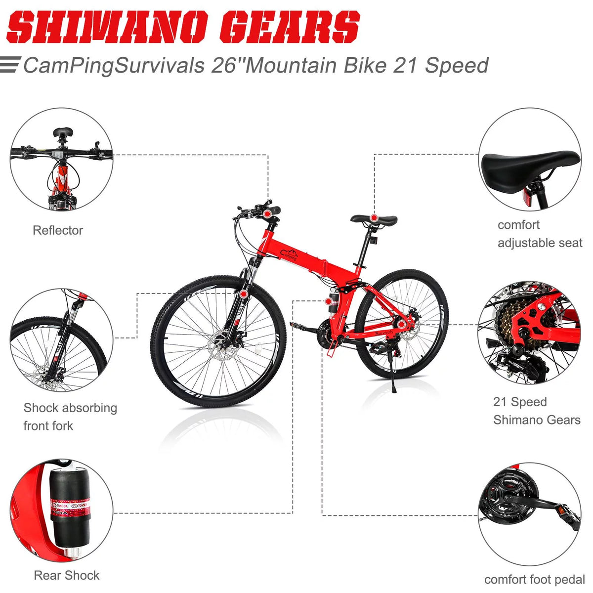 Folding 21 Speed 26 Wheel Steel Frame Mountain Bike B427