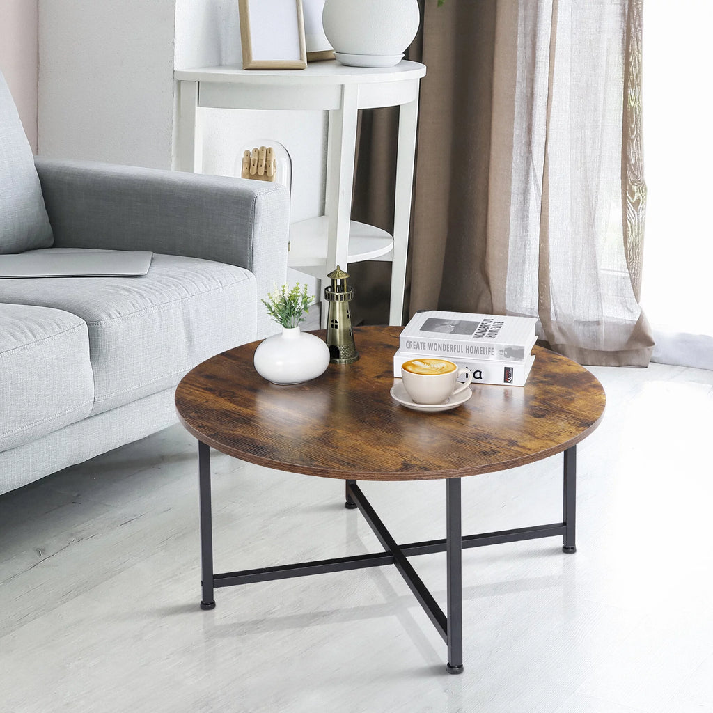 Round Coffee Table Brown MDF Table Top P19116