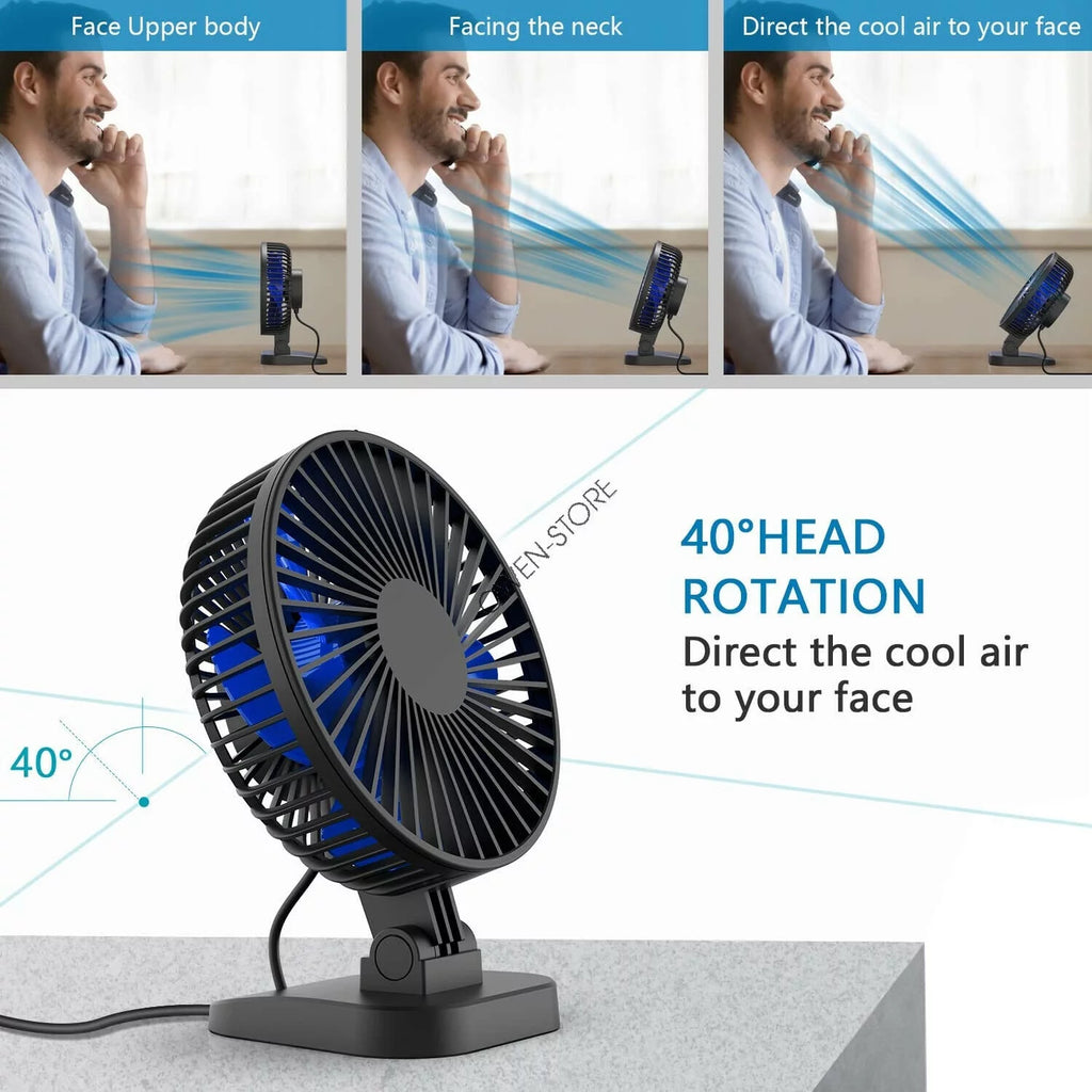 4 inch Mini Desk Fan 3 Speeds USB Powered Q7585