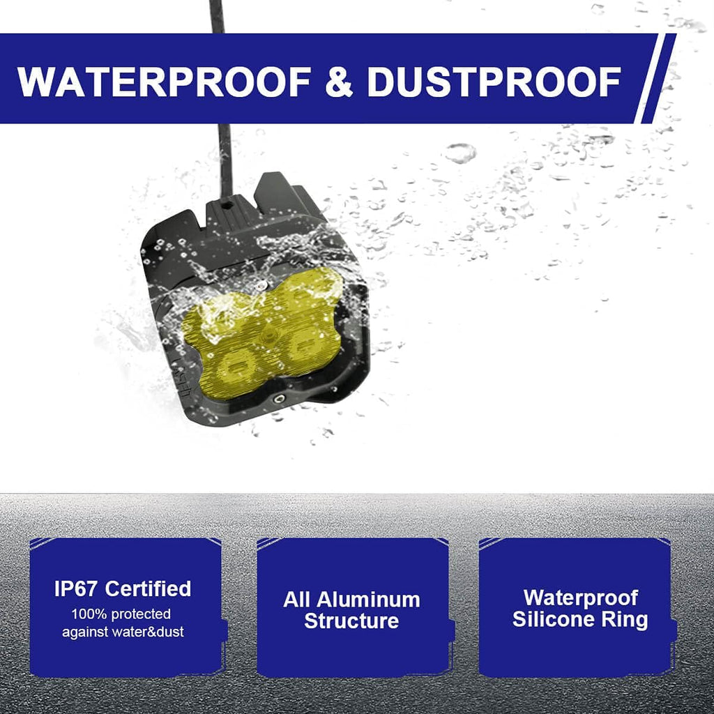Yellow 3inch 2pcs 18W 3700K Led Pod Lights with Breather O90159