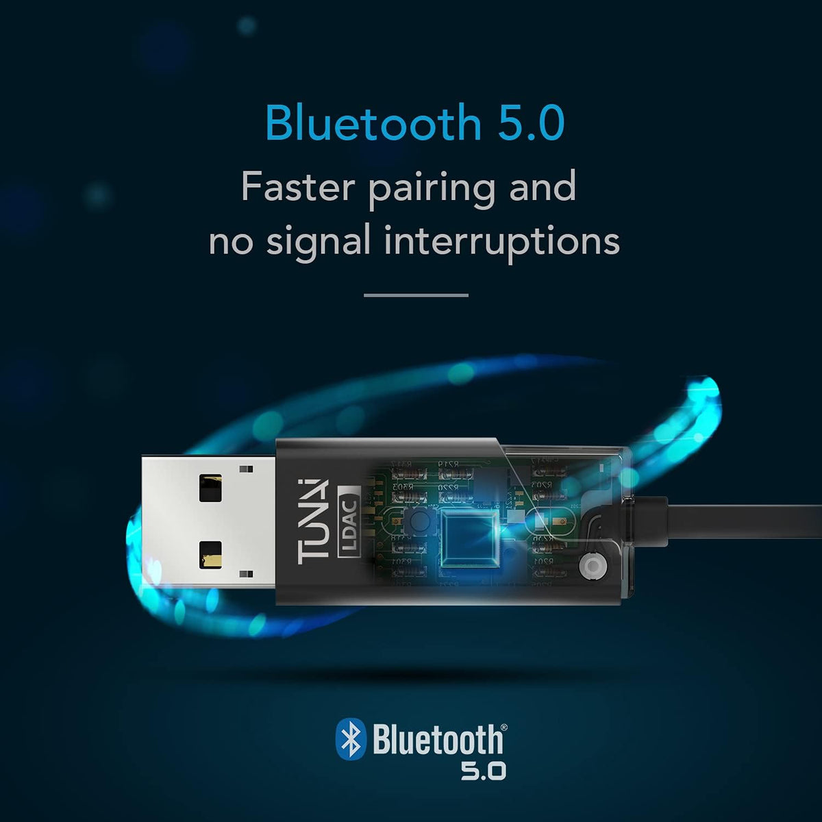 Black Bluetooth 5.0 Receiver with USB DAC 3.5mm AUX, Pack of 2 H857