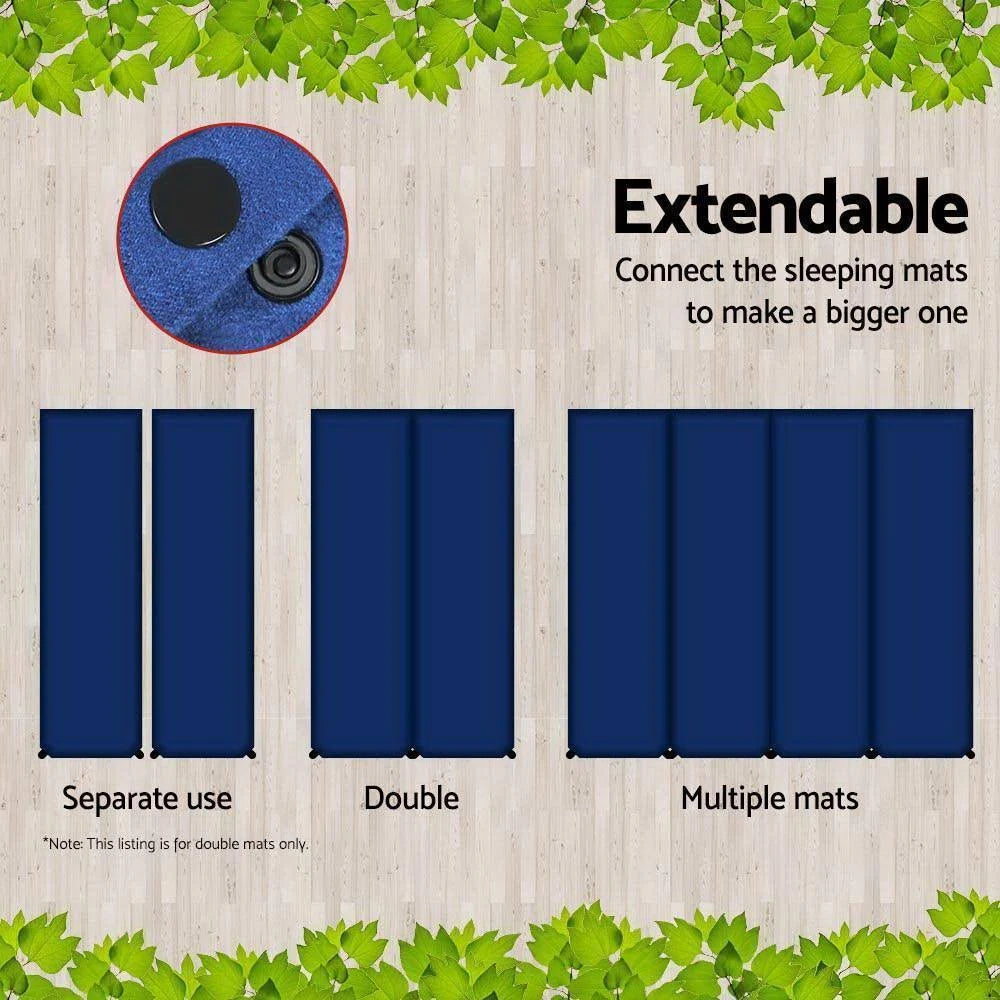 Self Inflating Camping Sleeping Mat Double Navy 10cm Thick B35827