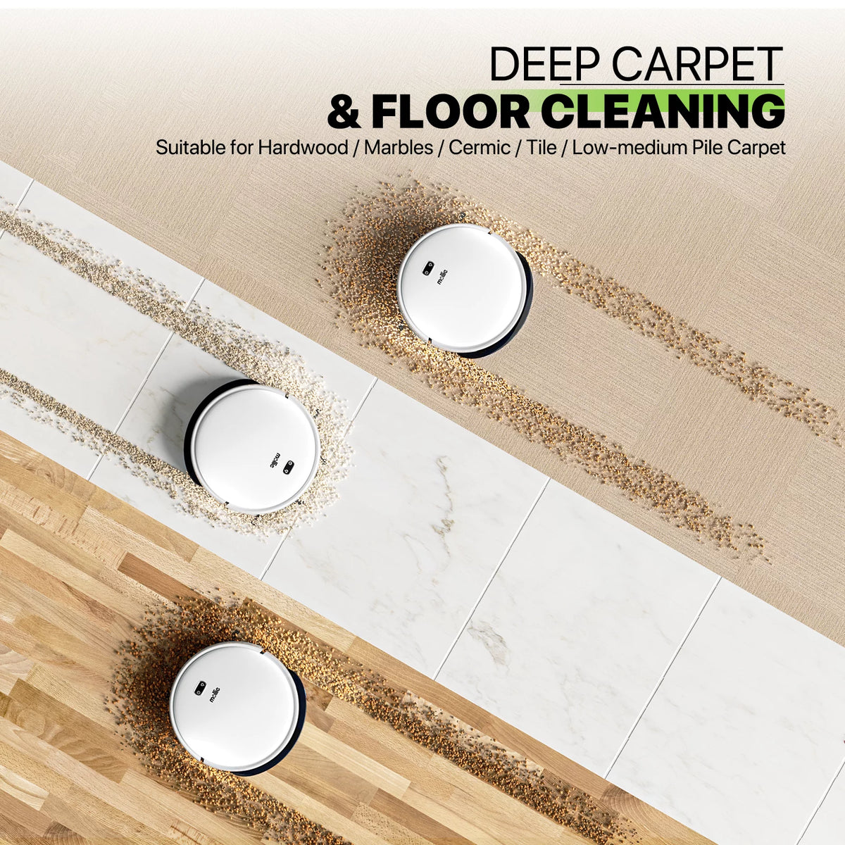 2 in 1 Robot Vacuum and Mop Combo, 2800pa White K8115