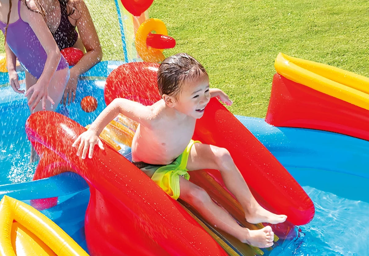 Rainbow Ring Inflatable Play Center with Slide Q6865