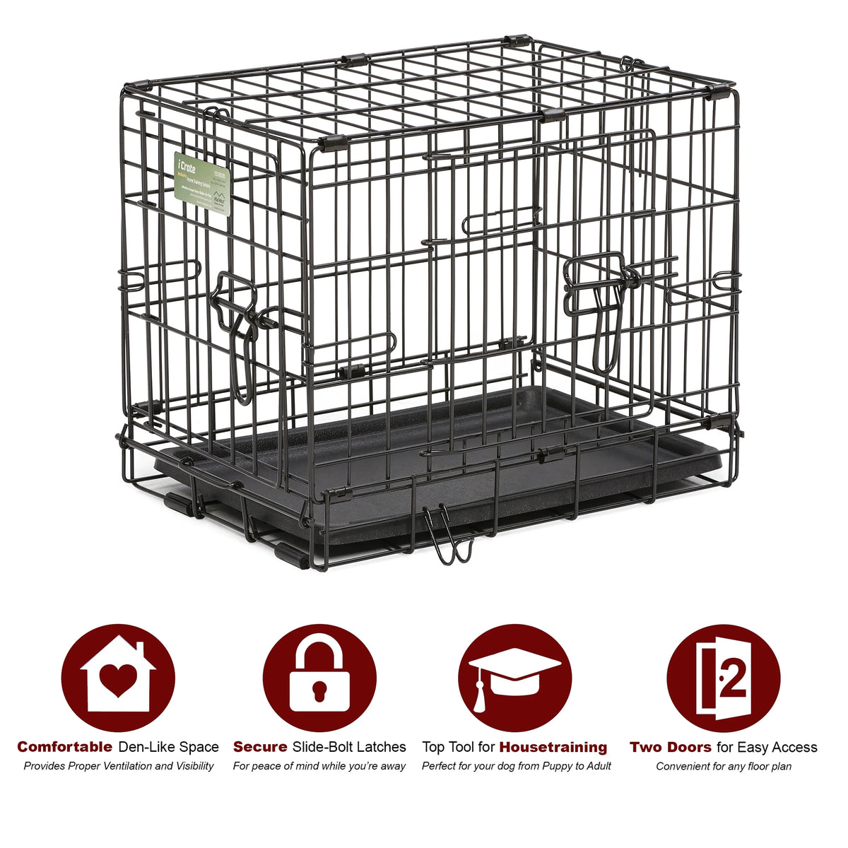 Folding Metal Dog Crate with Divider Panel, 18L x 12W x 14H P8471