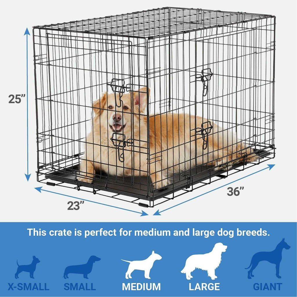 Heavy Duty Fold & Carry Double Door Collapsible Wire Dog Crate N8672