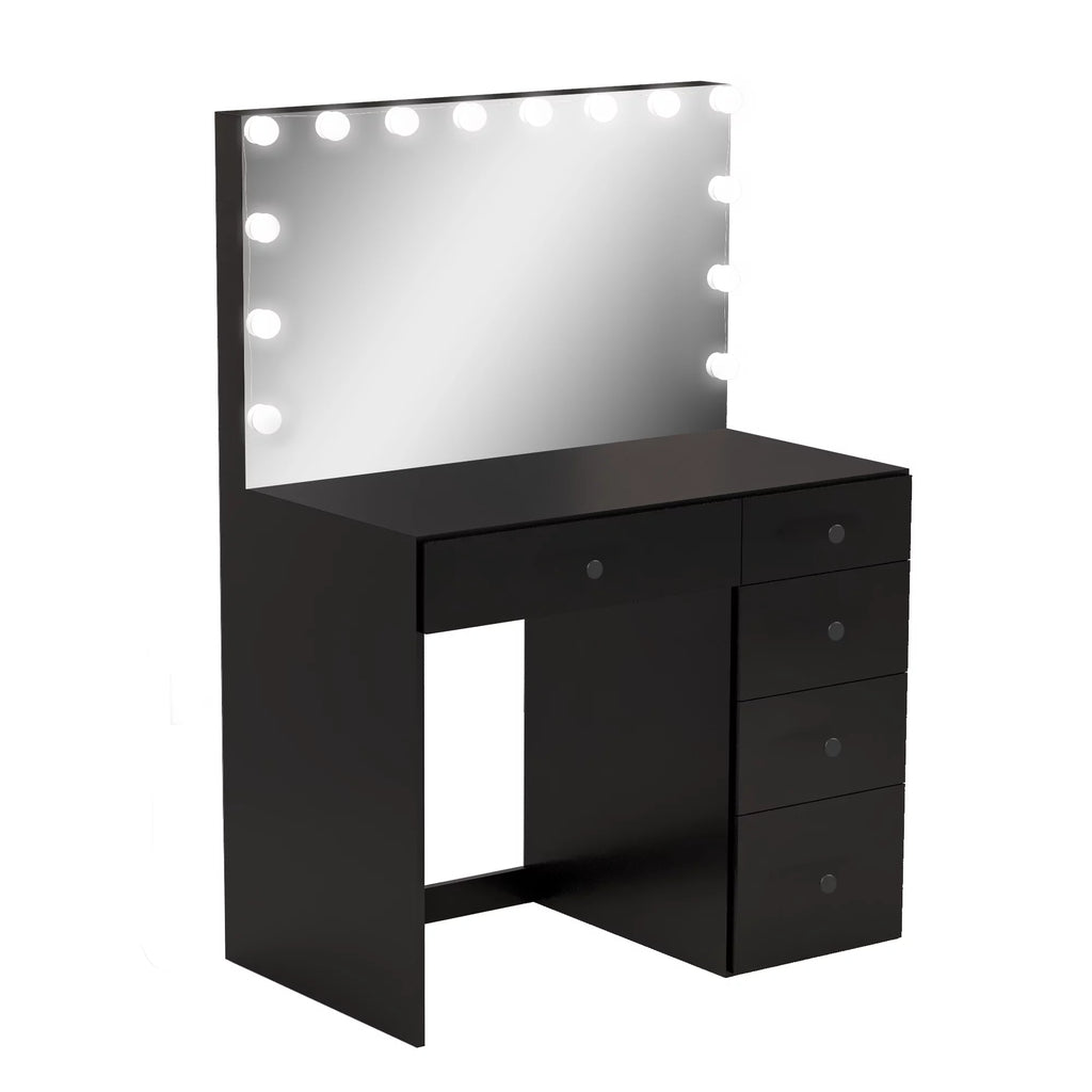 Black Makeup Vanity Table with 5 Drawers C7646