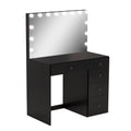 Black Makeup Vanity Table with 5 Drawers C7646
