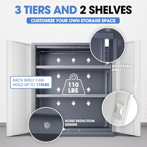 Metal Storage Cabinet with 2 Doors and 2 Adjustable Shelves U63943