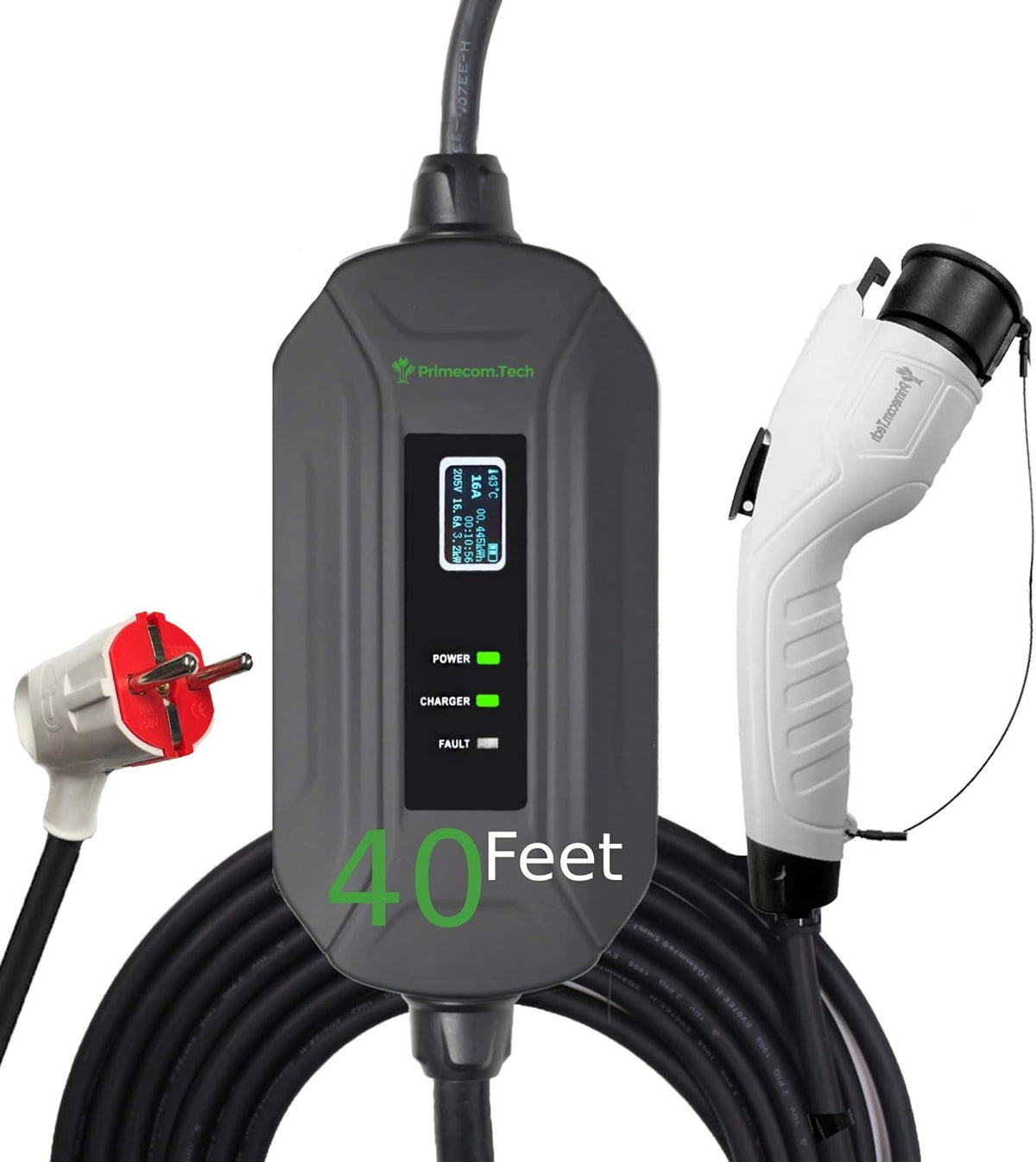 Portable Level 2 Electric Vehicle Charger, 16Amp, 50 Feet I1621