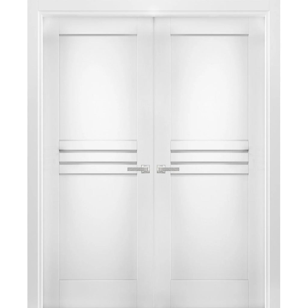 Solid French Double Doors 36 x 96 inches White Wood K334