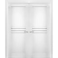 Solid French Double Doors 36 x 96 inches White Wood K334