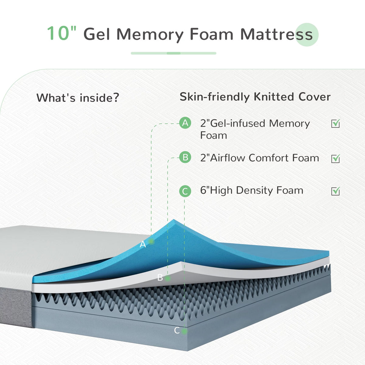10 inch Cooling Gel Memory Foam Queen Mattress O137197