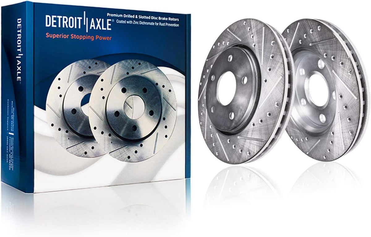 12.60" Front and Rear Drilled & Slotted Rotors + Brake Pads 8pc Set Y3266