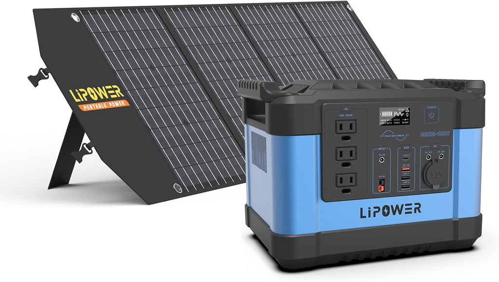 Portable Power Station 1000W Solar Generator with 3 110V Pure Sine Wave AC Outlet Z10472
