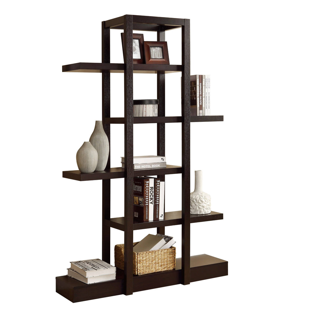 5-Shelf Zigzag Bookcase, Cappuccino P217449